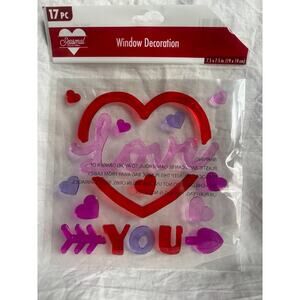 NEW‎ Cute Window Gel Cling Stickers Hearts Valentines Day 17 pc Arrows Love YOU!